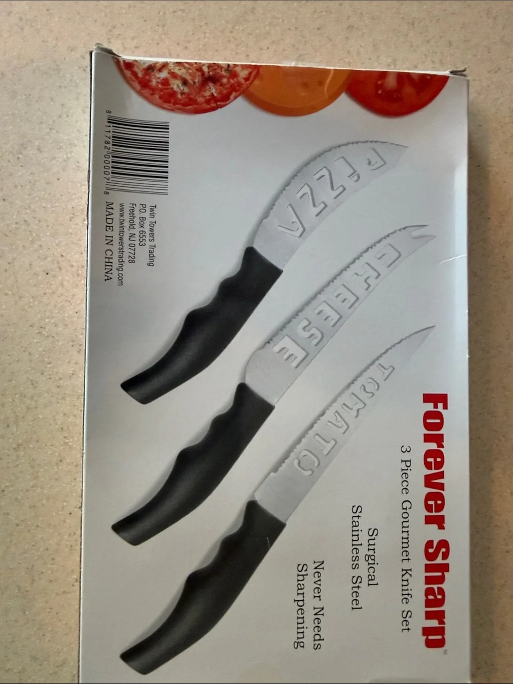Forever Sharp -3 Piece Gourmet Knife Set — Black Handles